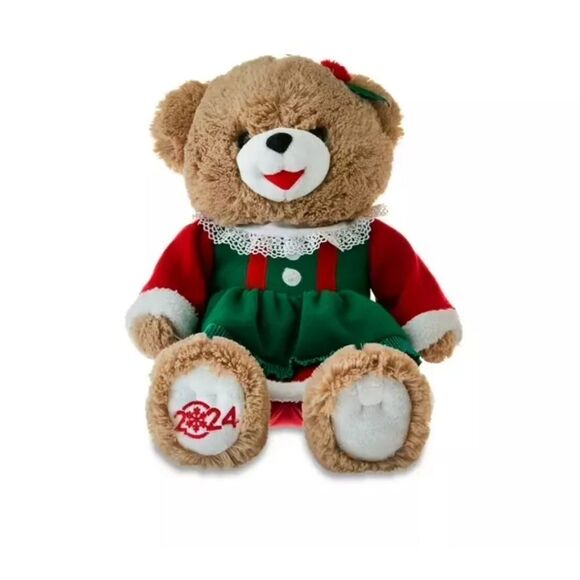 Set of 2 Christmas Holiday Time Snowflake 2024 Teddy Bear Tan, Girl & Boy 20" - Picture 5 of 15